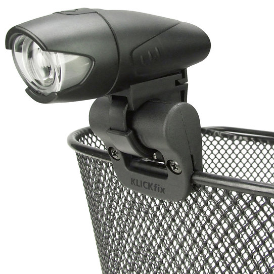 Light Clip, retrofittable plastic clip to attach battery lights on basket