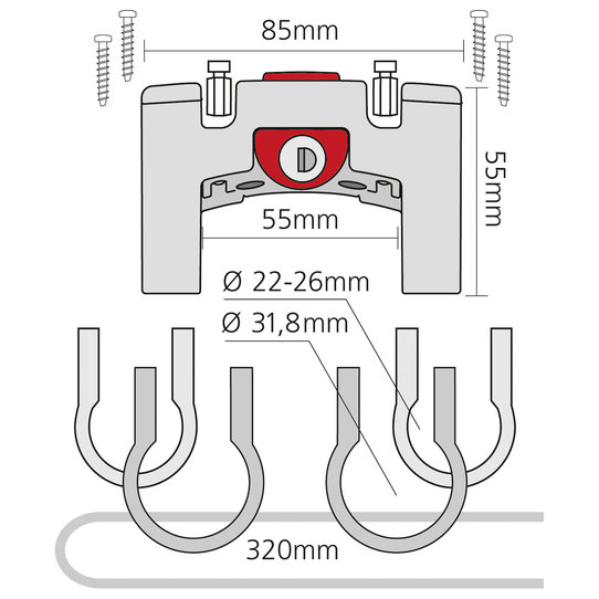 KlickFix Lockable Handlebar Adapter For Bikes – Fits 22-32mm Bars, Holds Bags, Baskets & Accessories Securely